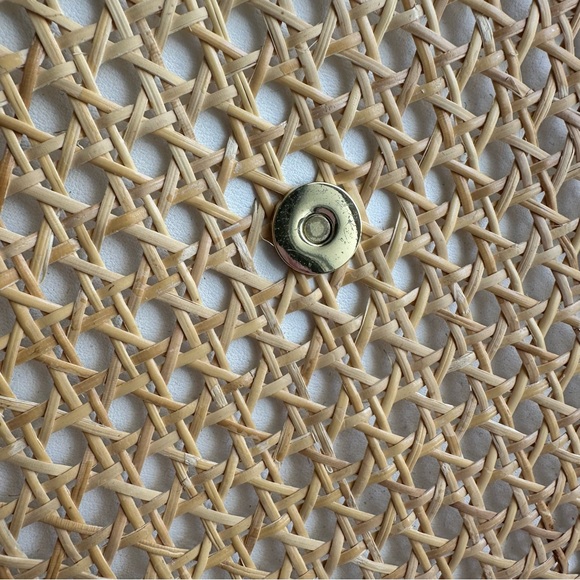 Mehry Mu Fey Large Leather Rattan Straw Box Bag w/ Long Shoulder Crossbody Strap - Picture 15 of 16